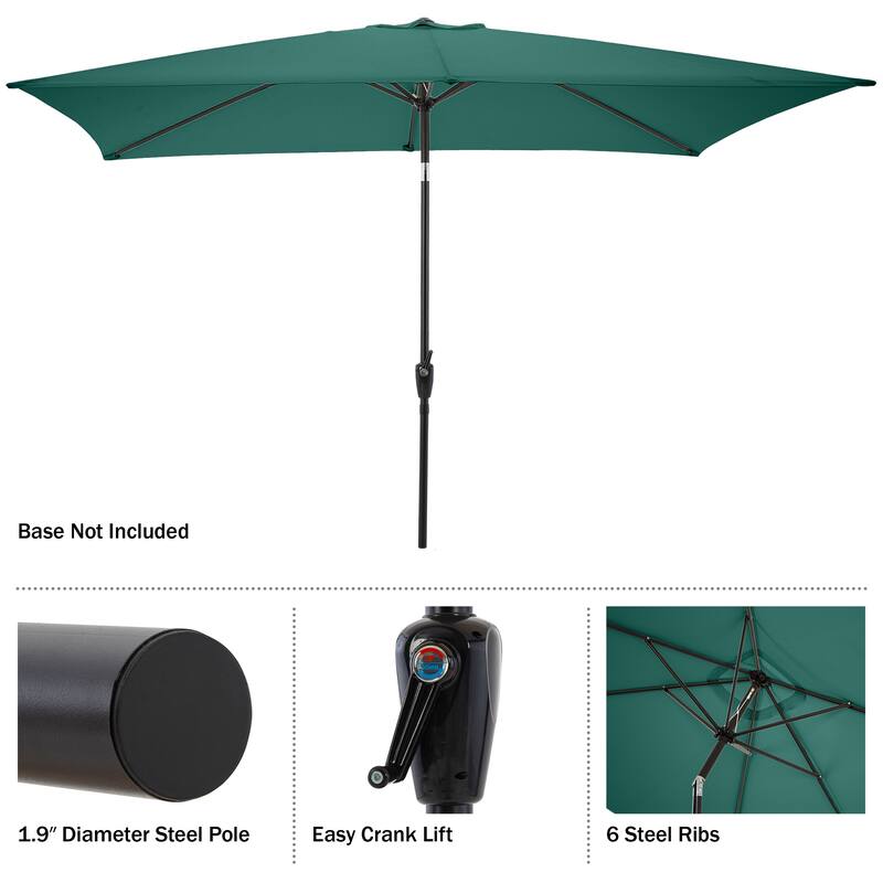 Rectangular Patio Umbrella - 10 Ft Easy Crank Sun Shade with Push Button Tilt by Pure Garden (Hunter Green)