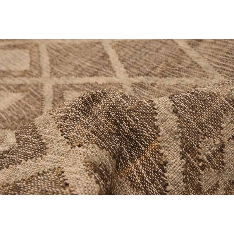 ECARPETGALLERY Flat-Weave Palas Denizli Taupe Jute Kilim - 5'6 x 7'5