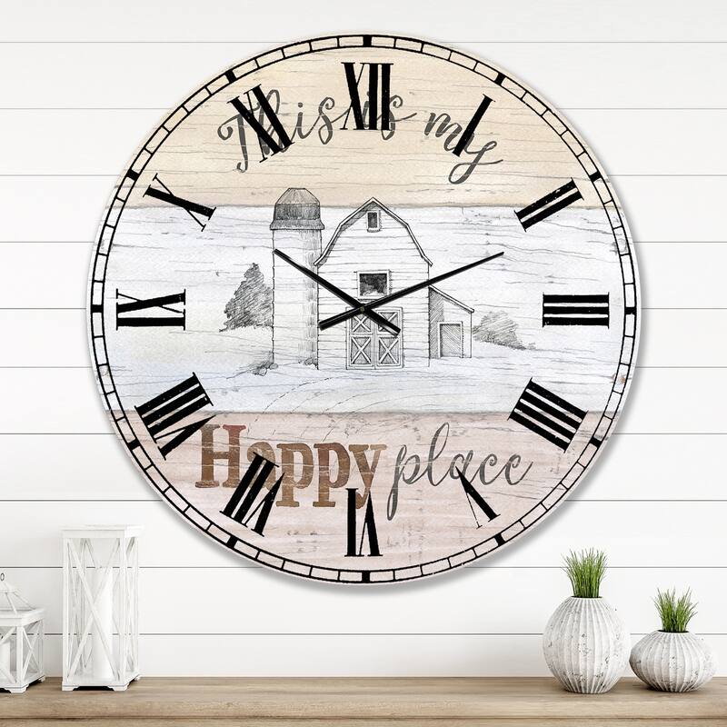 Designart 'Farmhouse Moment Barns' Farmhouse Large Wall CLock ...