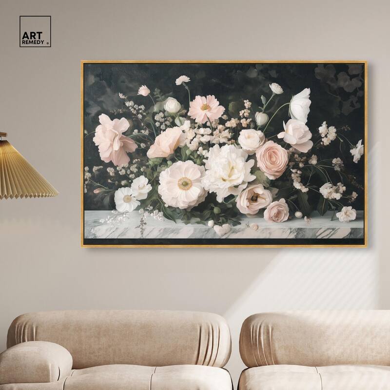 Marble and Blooms Canvas by Art Remedy
