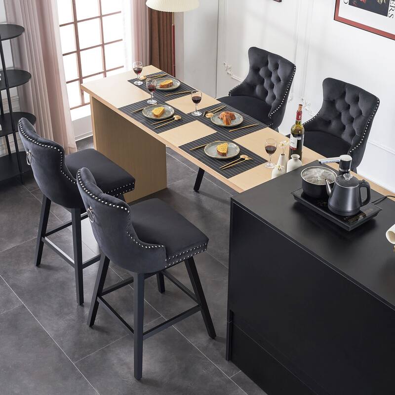 26"/30" Velvet Upholstered Swivel Counter or Bar Height Stools