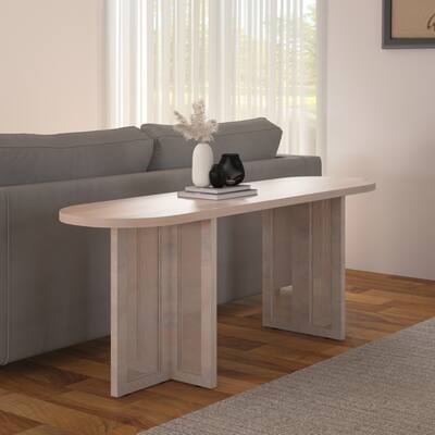 Sevita Wylie Handmade Coastal Whitewashed Oval Console Table - 57" W x 17" D x 30" H