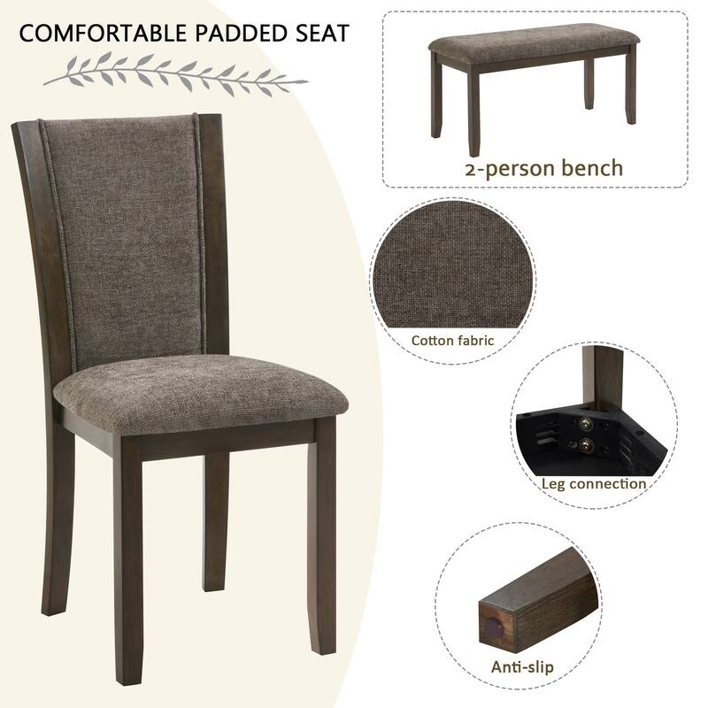 5-piece Wooden Dining Table Set with 4 Chairs, Dining Table Set for 4 People, Modern 4 Person Dining Table Set