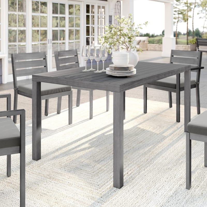 Martha Stewart 62" All-Weather Patio Dining Table with Umbrella Hole - 62"D x 35"W x 30"H