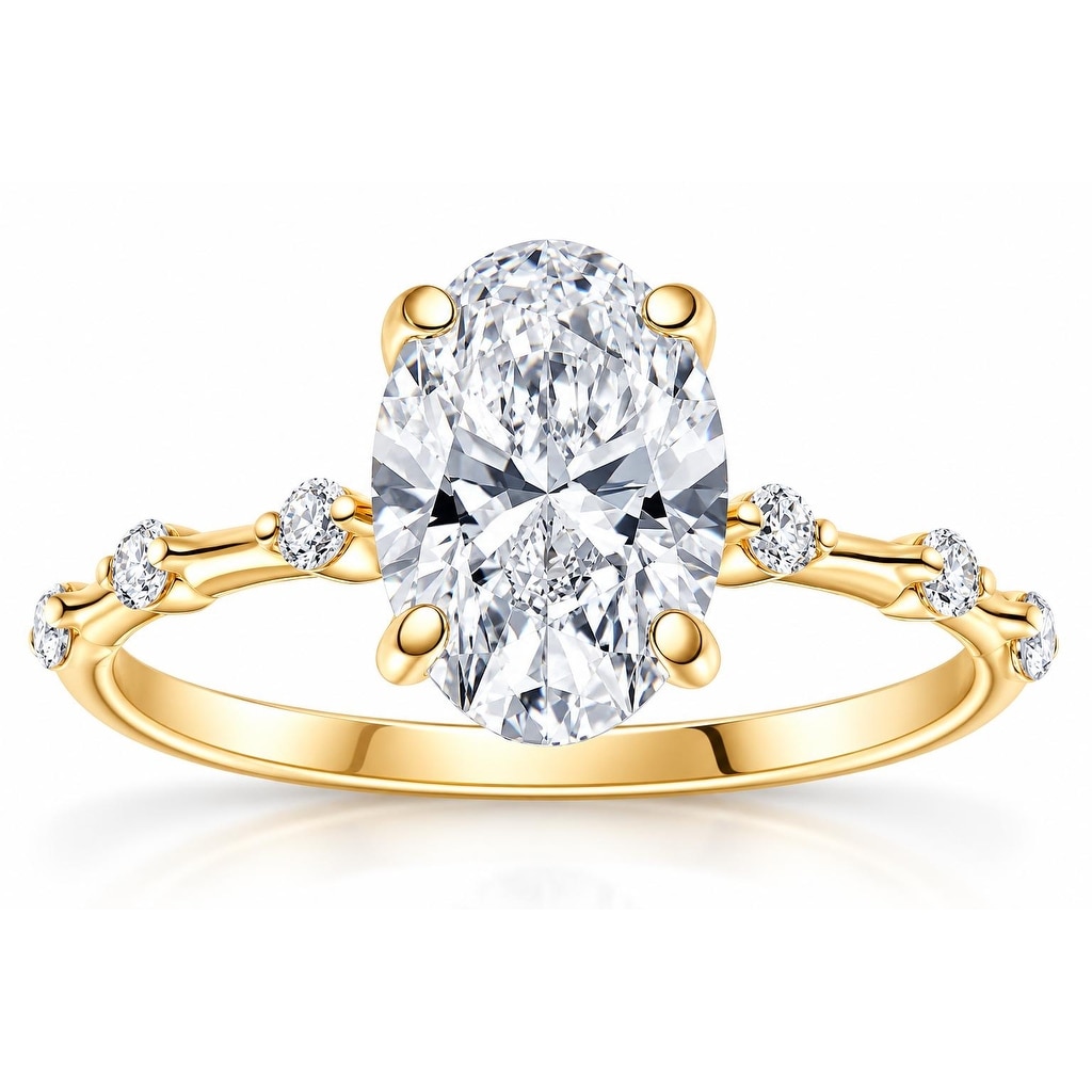 Bliss Diamond Certified 2 3/4Ct TW Oval Diamond Engagement Ring Lab Grown Gold