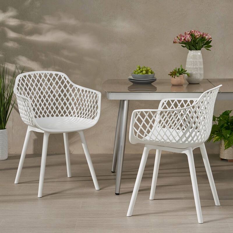 Christopher Knight Home Poppy Outdoor Modern Dining Chair (Set of 2) - White