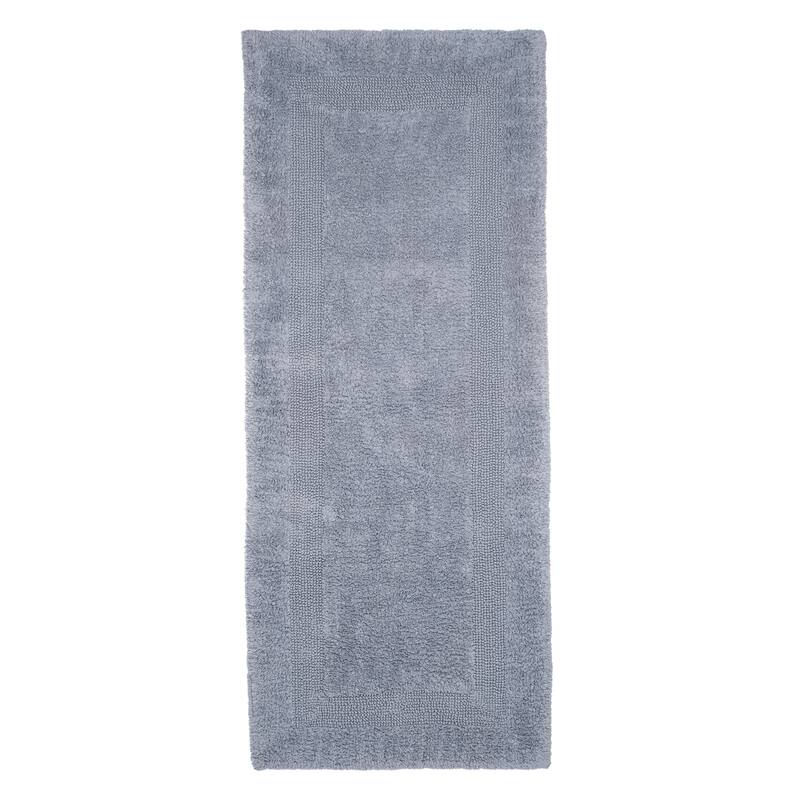 100% Cotton 24x60-Inch Plush Bathroom Runner - Machine Washable Bath Rug by Lavish Home (Silver)