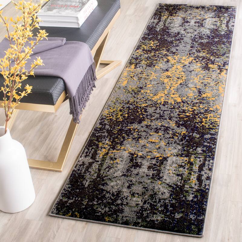 SAFAVIEH Monaco Aftina Abstract Grey Area Rug - 2'2" x 8' Runner - Grey/Multi