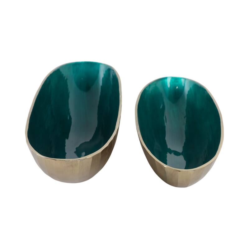 Oval Metal Bowls Sculptural Design -Set of 2 - 20", 23" - 23.0"