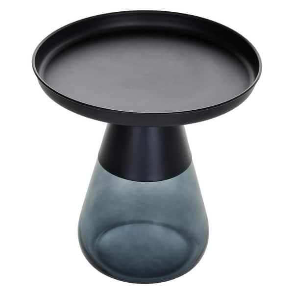 slide 2 of 15, Black Titanium Coffee Table with Smoky Gray Glass Base, Round 19x20 19x20 - Black - Stainless Steel
