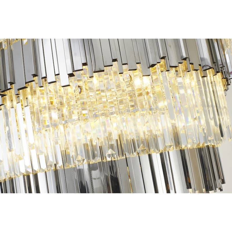 60-Light Chrome Chandelier With Clear Crystals