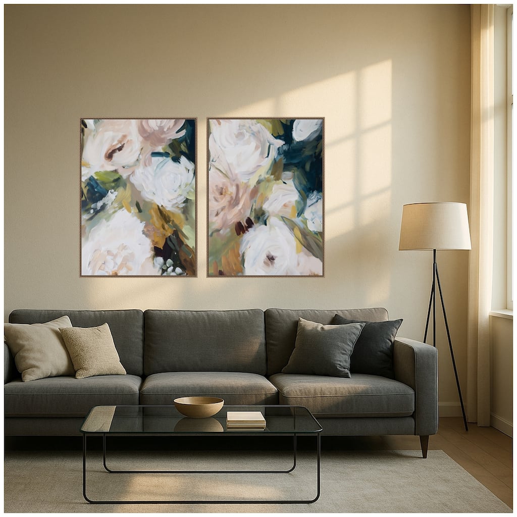 Kate and Laurel Sepia Florals III 2 Piece Framed Canvas Wall Art Set by Amy Lighthall