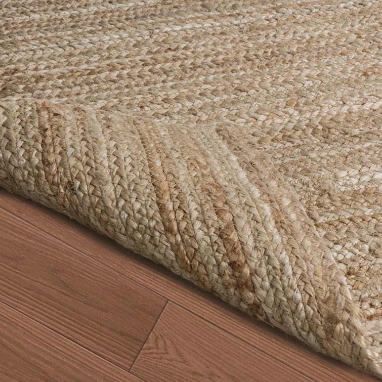 Jute Hand Braided Zigzag Stitch Natural Fibers Farmhouse Style Area Rug