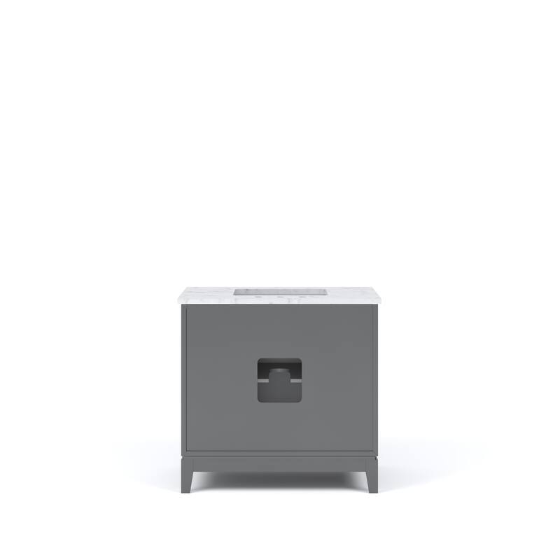 Elizabeth 36" Carrara White Marble Bathroom Vanity With Faucet