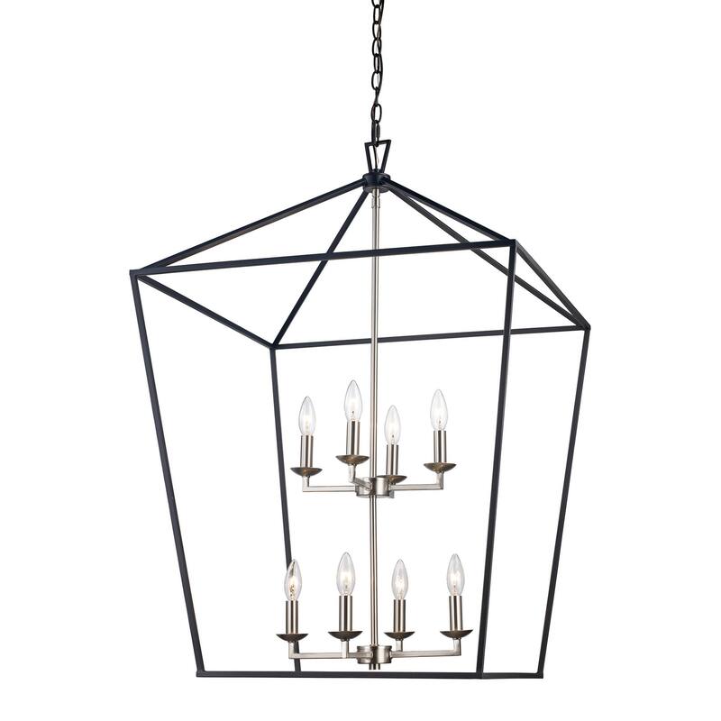 Trans Globe Lighting Lacey 8 Light 19" Wide Taper Candle Chandelier - Black / Brushed Nickel