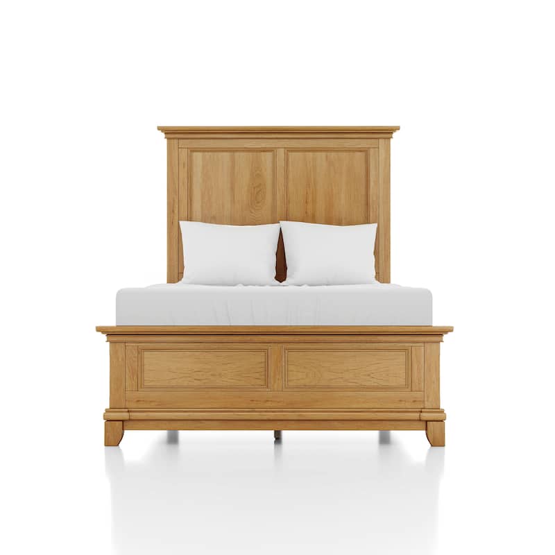 Furniture of America Wellington Farmhouse Natural Oak Solid Wood Kids Panel Bed