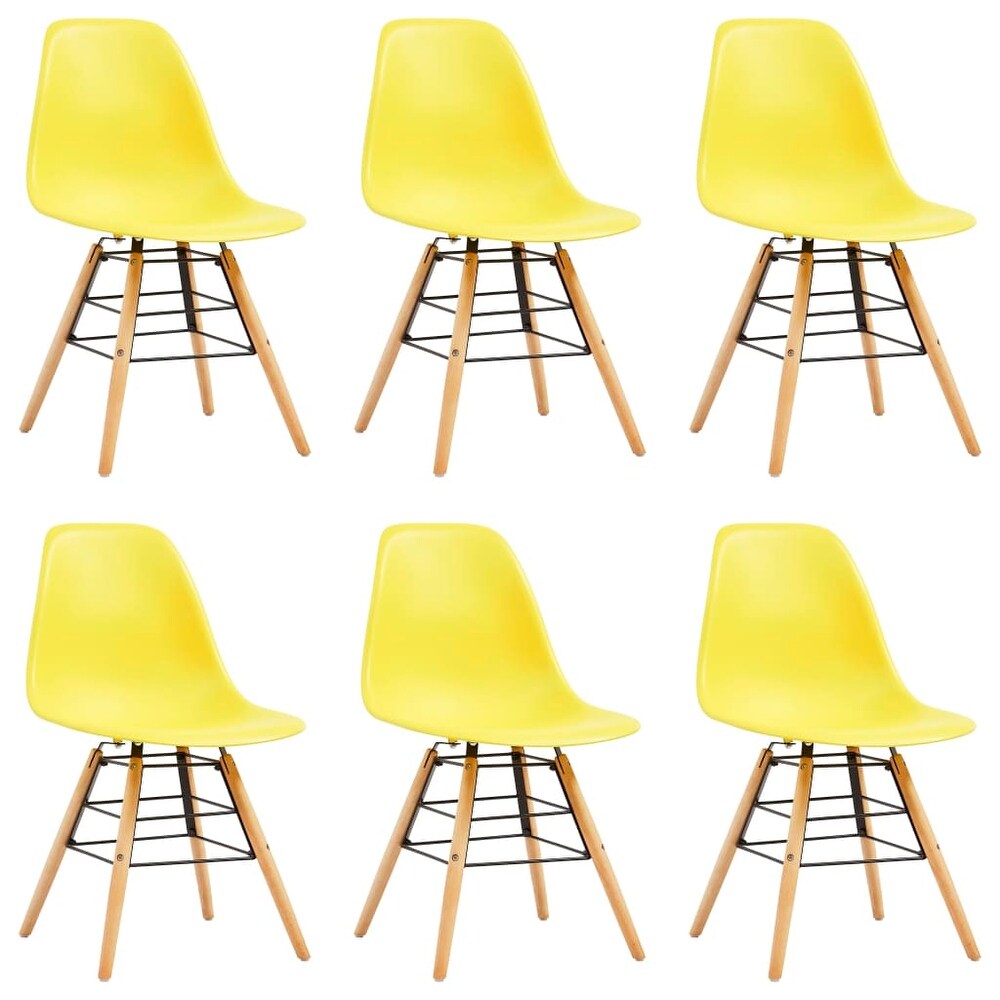 vidaXL Dining Chairs 6 pcs Yellow Plastic (Set of 6)