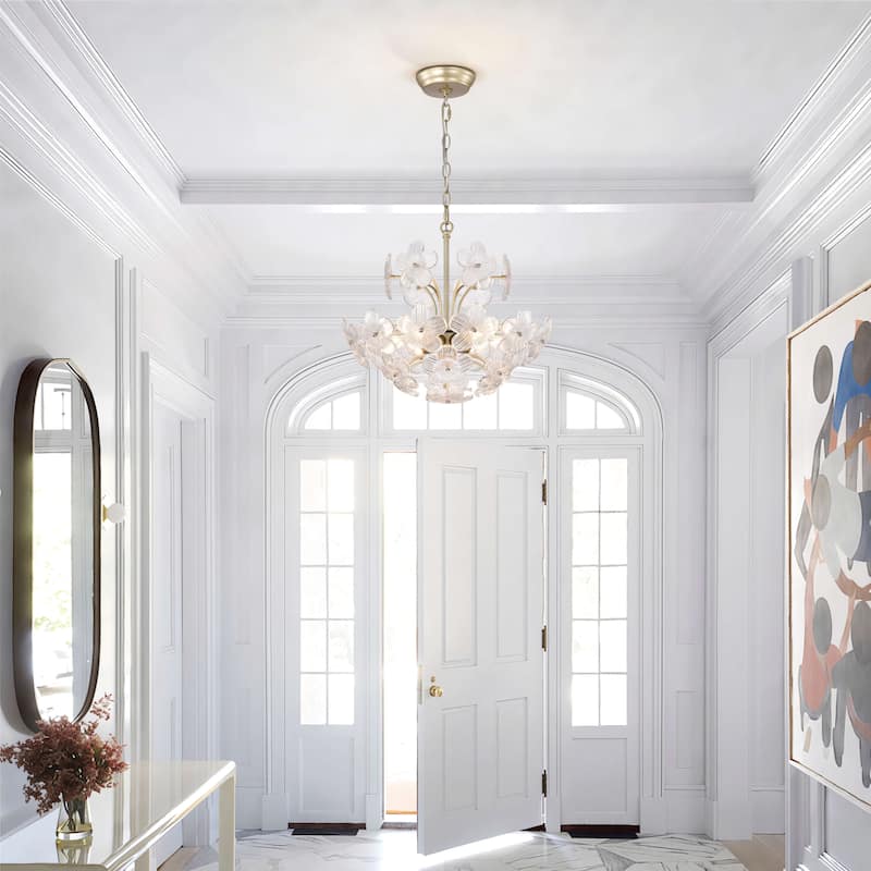 Rosa Modern 6-Light 17.7" Glam Clear Glass Flower Chandelier