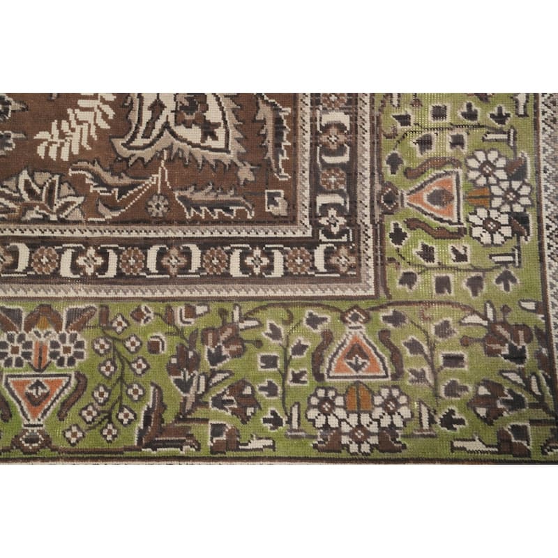 Hand Knotted Oriental 100% Wool Carpet Traditional Floral Purples Tabriz Area Rug - 11' 4'' X 8' 1''