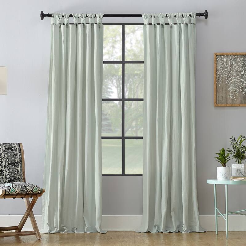 Archaeo Washed Cotton Twist Tab Curtain, Single Panel - 52" x 84" - Seafoam