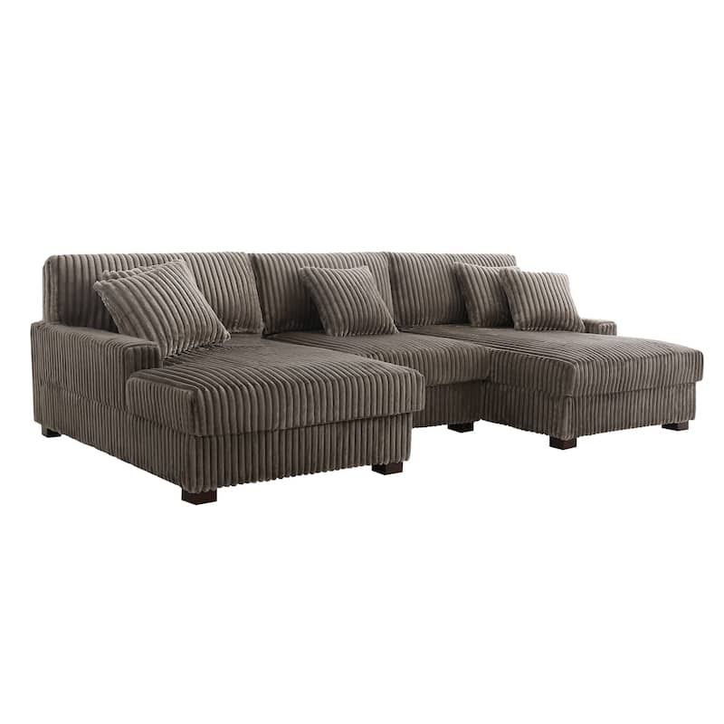 118.4"W Plush Modular Sectional Sofa with Pillows