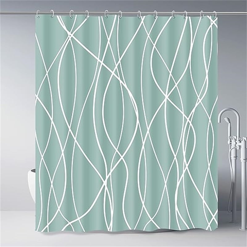 Mint green and grey shower curtain discount