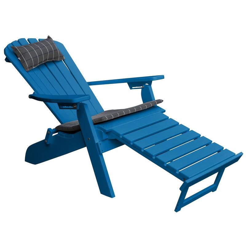 Poly Folding and Reclining Adirondack Chair with Pullout Ottoman - Blue