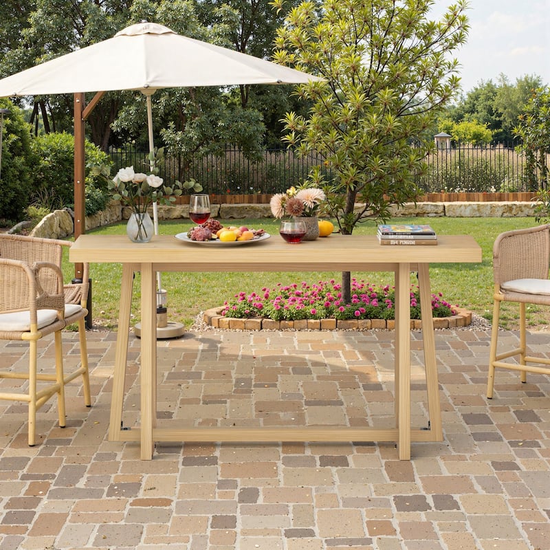 GDFStudio Theryn Magnesium Oxide Console Table with Wood Grain Design and Versatile Use