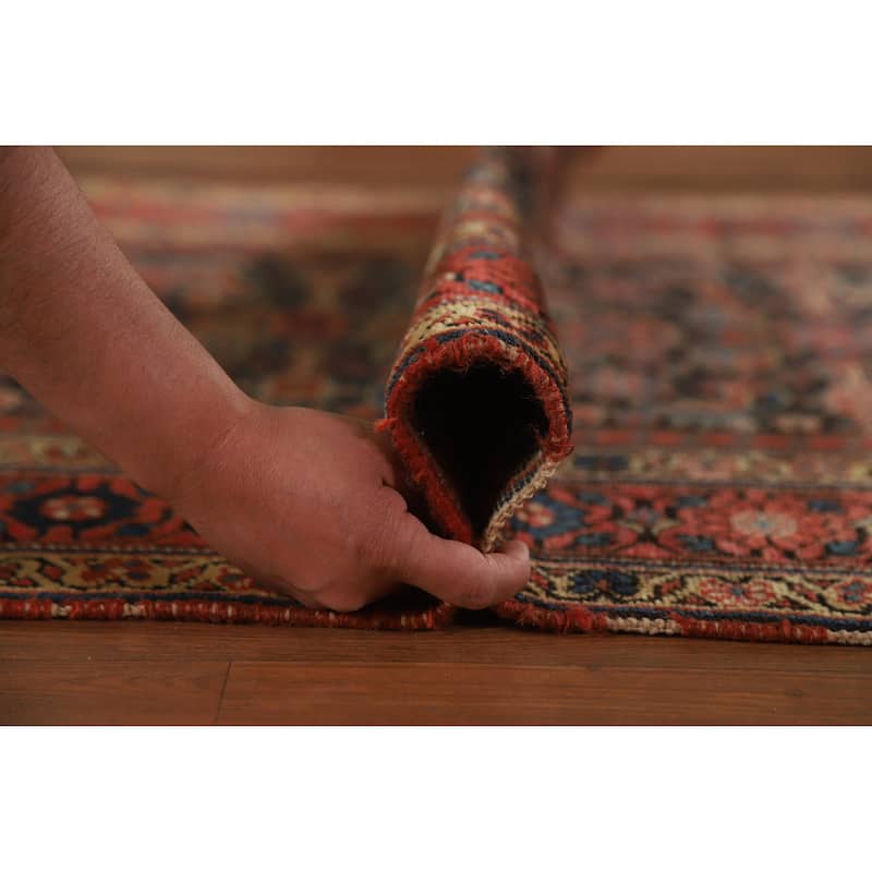 Hand Knotted Oriental 100% Wool Carpet Traditional All-Over Navy Blue & Blues Malayer Runner Rug - 16' 9'' X 3' 7''