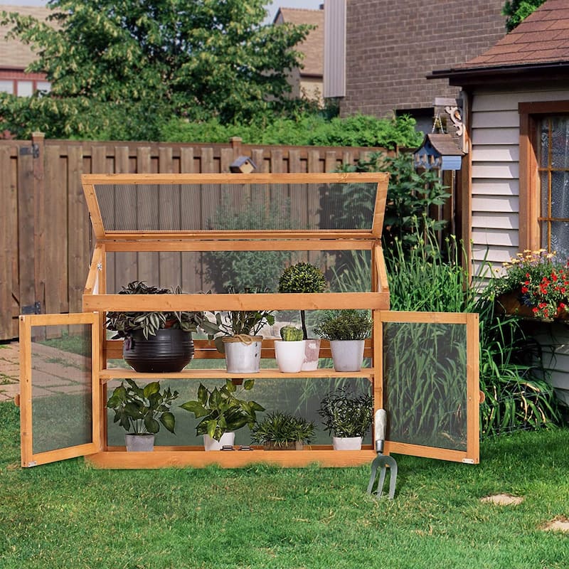 MCombo 2-Tier Cold Frame Greenhouse, Solid Wood 0160