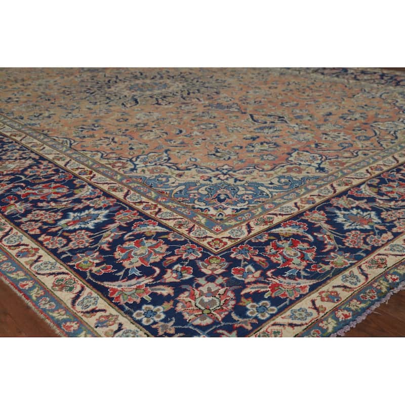 Orange Najafabad Vintage Persian Area Rug Hand-Knotted Wool Carpet - 9'7" x 13'3"