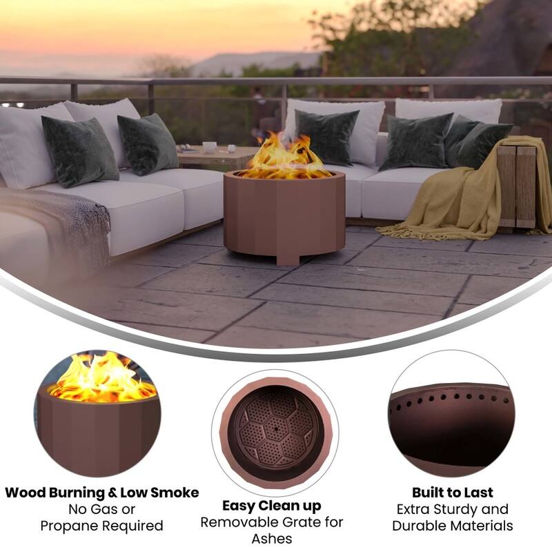 Commercial Grade Outdoor Smokeless Wood Burning Portable Fire Pit - 19.5" or 27"
