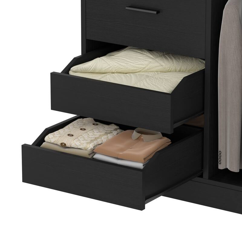 36" Freestanding Closet System With 3 Drawers and 2 Hanging Rods,Multi-Purpose Wardrobe Closet Rack