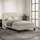 TWIN/FULL /KING/QUEEN Size Modern Linen Curved Upholstered Platform Bed  Solid Wood Frame Nailhead Trim