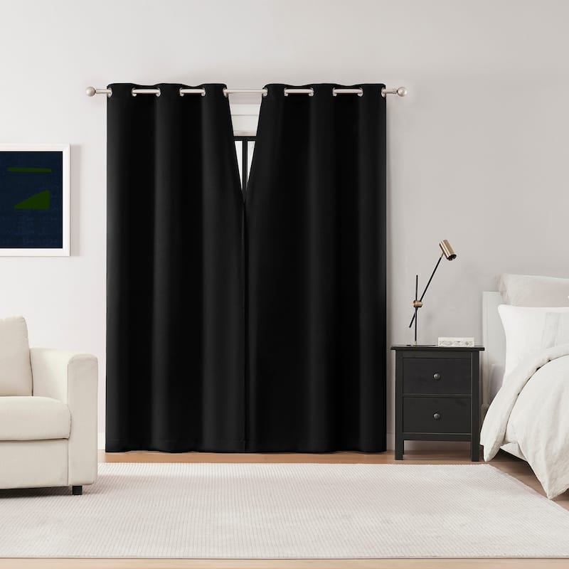 Sun Zero Sheridan Dual-Sided Magnetic Closure Total Blackout Grommet 2-Piece Curtain Panel Pair