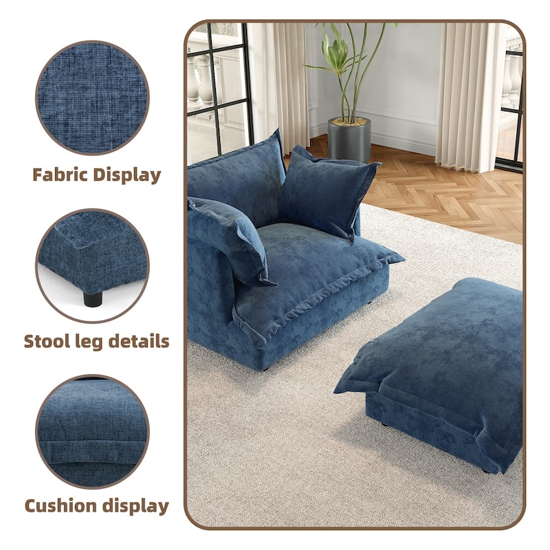 Modern Cloud Chaise Longue Accent Chair with Ottoman set