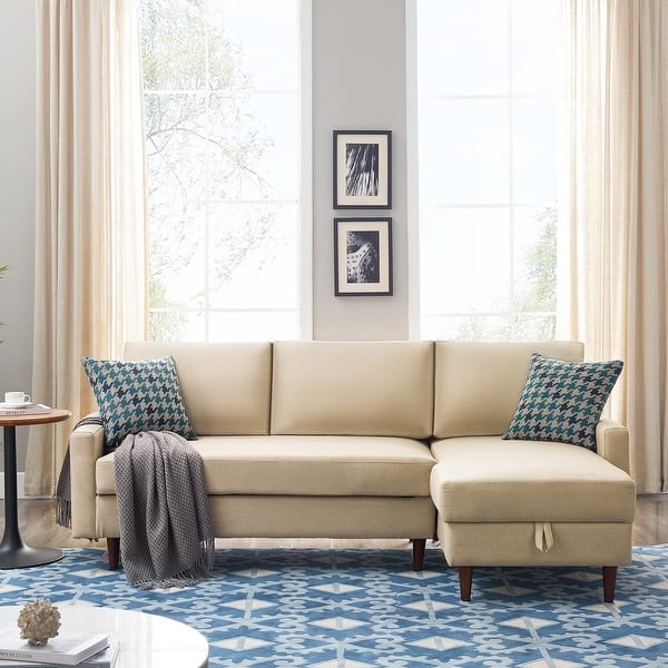 Shop 84 Sleeper Sectional Sofa Storage Chaise With Pull Out Bed 3 Seat Right Handed Pillows Not Included Overstock 31784294