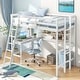 preview thumbnail 4 of 28, Costway Twin Size Loft Bed w/ Desk & Shelf 2 Ladders & Guard Rail for White