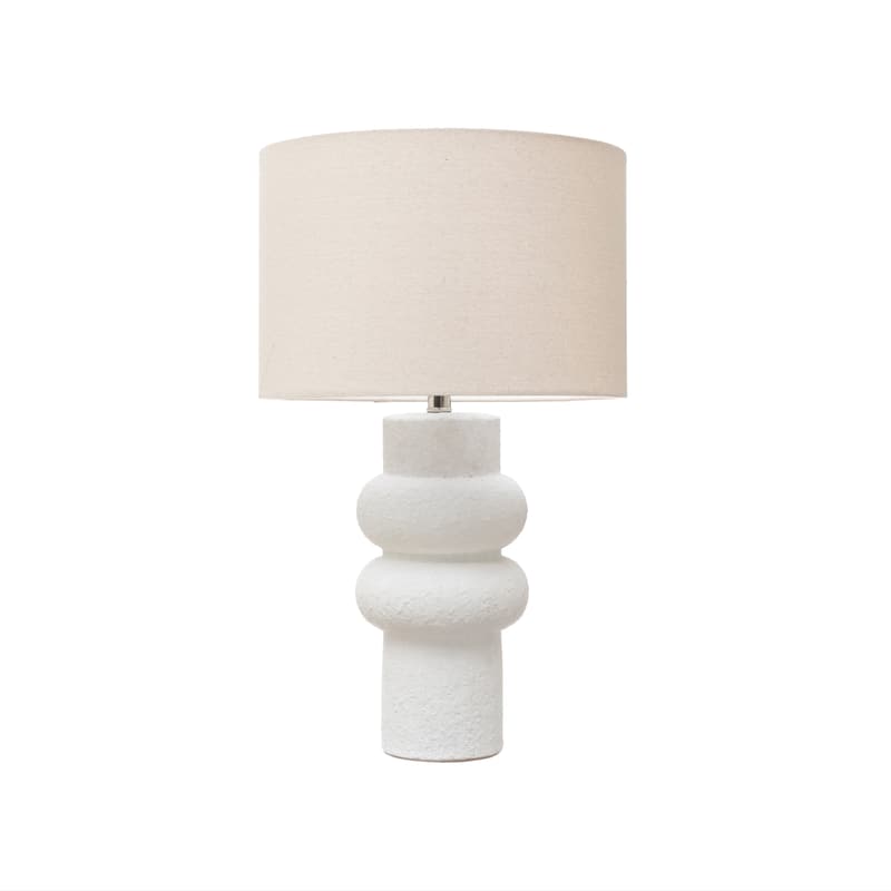 Stoneware Table Lamp with Linen Shade - 15.0"L x 15.0"W x 24.5"H - 15.0"L x 15.0"W x 24.5"H - White