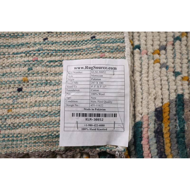 All-Over Trellis Moroccan Oriental Area Rug Hand-Knotted Wool Carpet - 5'11"x 9'5"