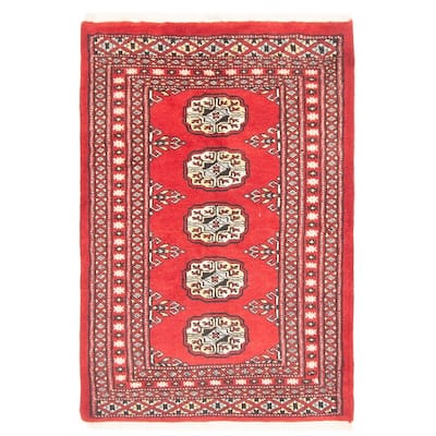 ECARPETGALLERY Hand-knotted Finest Peshawar Bokhara Red Wool Rug - 2'2 x 2'11