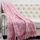 preview thumbnail 15 of 18, Multicolor Chenille Throw Blanket 50" x 60" - light pink