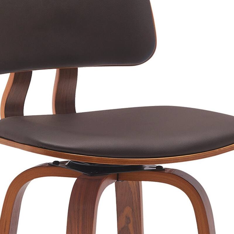 Faux Leather Armless Counter Height Bar Chair with Wood Frame, Swivel and Footrest