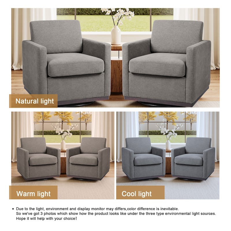 Set of 2 Modern Swivel Accent Armchairs Upholstered Arm Chairs