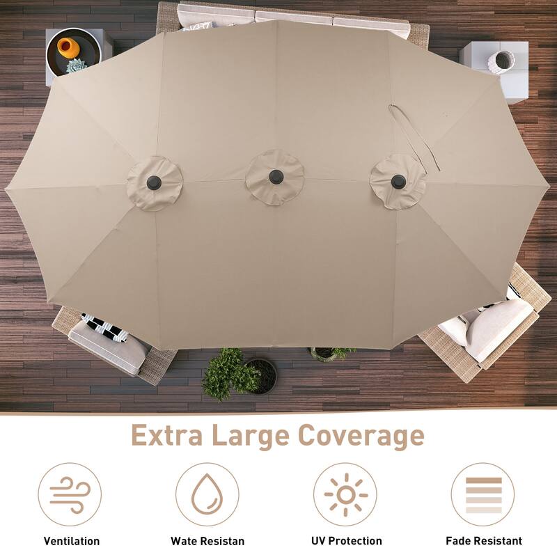 Ainfox 15 ft Patio Umbrella Outdoor Extra Large Umbrella with Base