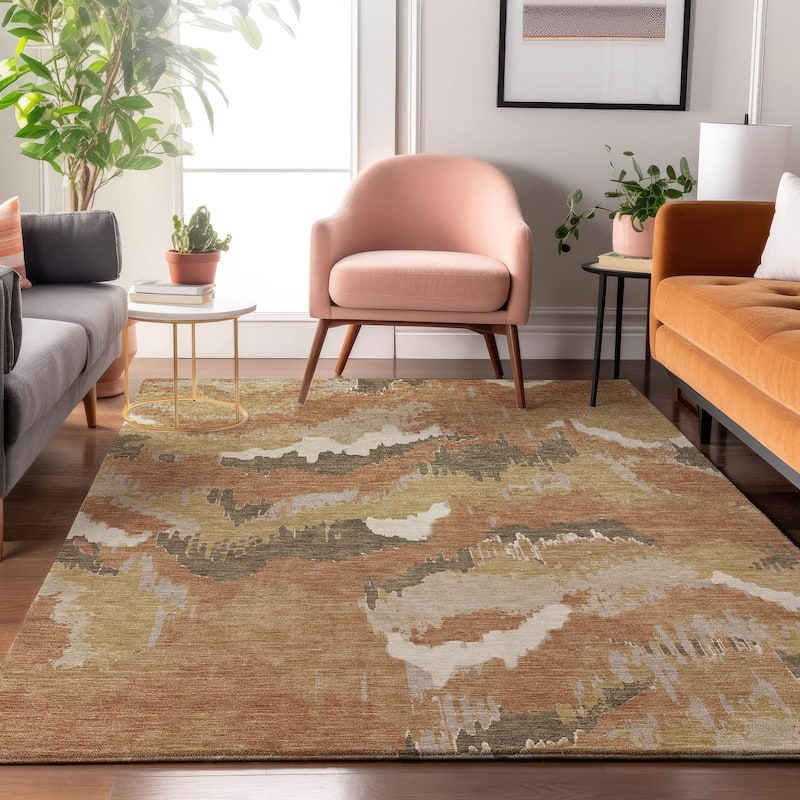 Premium Washable Super Soft Modern Ziggy Mayfield Rug - Copper - 8' x 10'