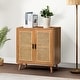 preview thumbnail 1 of 28, Woodland Multifunctional Rattan-Accented 2-Door Storage Stackable Buffet Cabinet with Solid and Wood Frame by HULALA HOME