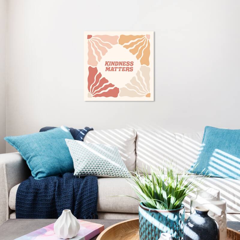 Wynwood Studio Canvas Typography and Quotes Kindness Matters Pink and Light Pink Modern & Contemporary Wall Art Canvas Print