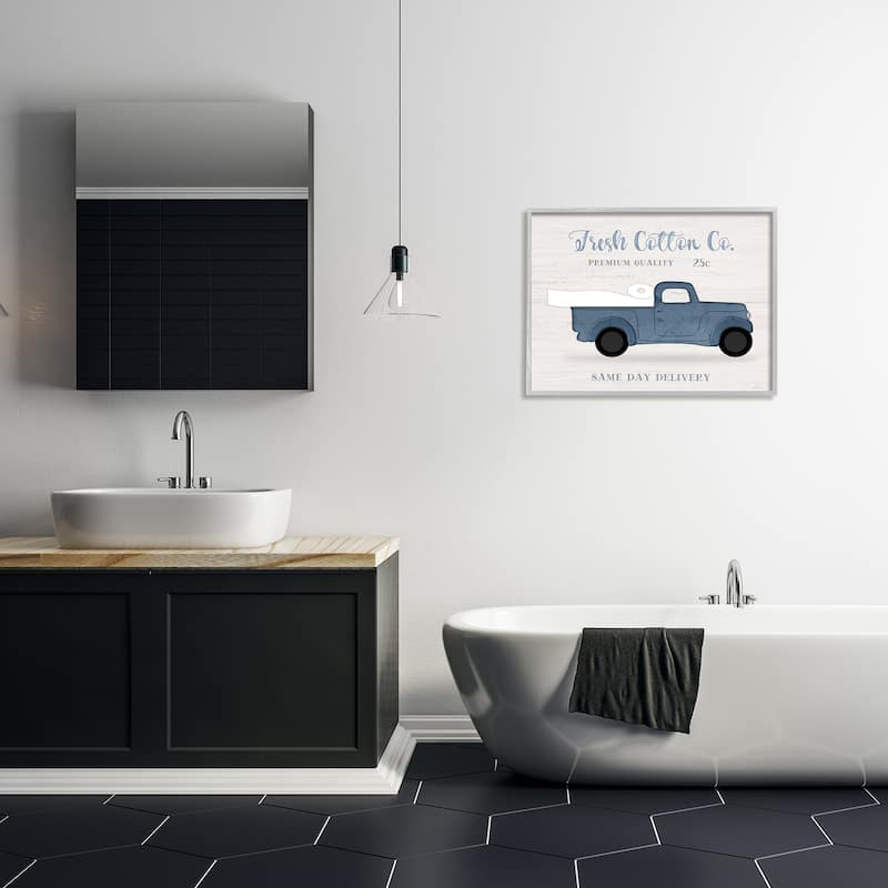 Stupell Fresh Cotton Co. Vintage Blue Truck Toilet Paper Framed Wall Art - Off-White