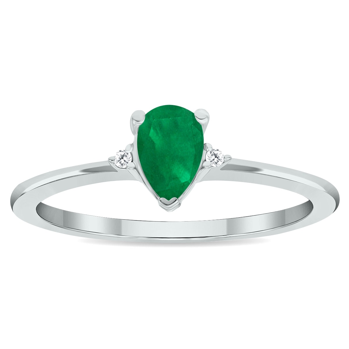 Marquee Women's Emerald and Diamond Classic Band in 10K White Gold